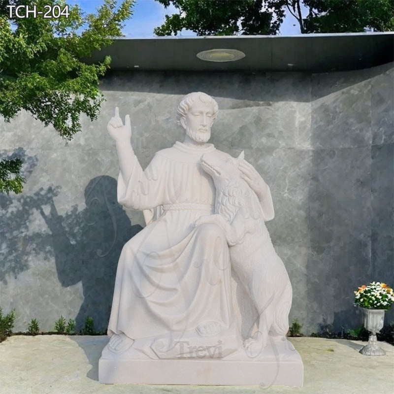 marble Saint francis of assisi garden statue for sale
