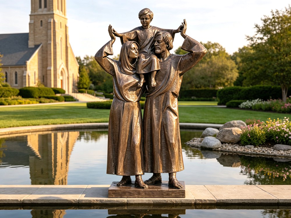 Bronze Jesus Mary and Joseph Statue for garden