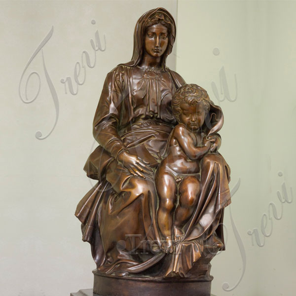 Bronze religious catholic Mother mary and baby jesus madonna statue bruges online to buy TBC-08