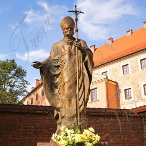 Bronze religious outdoor statues of pope catholic life size statues for sale