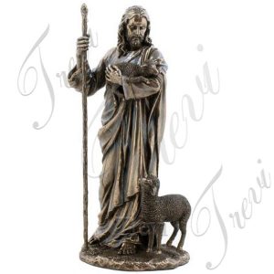 Bronze religious statues of the good shepherd for sale