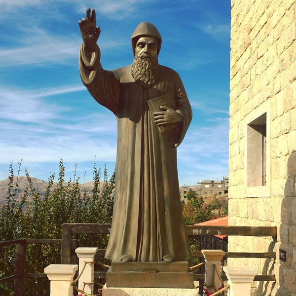 Catholic saint charbel prayer in english bronze religious garden statues for sale TBC-10