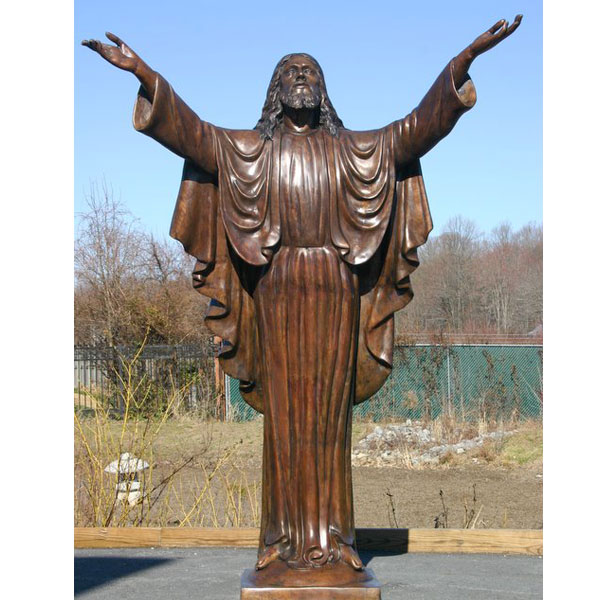 Large bronze religious statues of life size jesus open arms designs for sale TBC-46