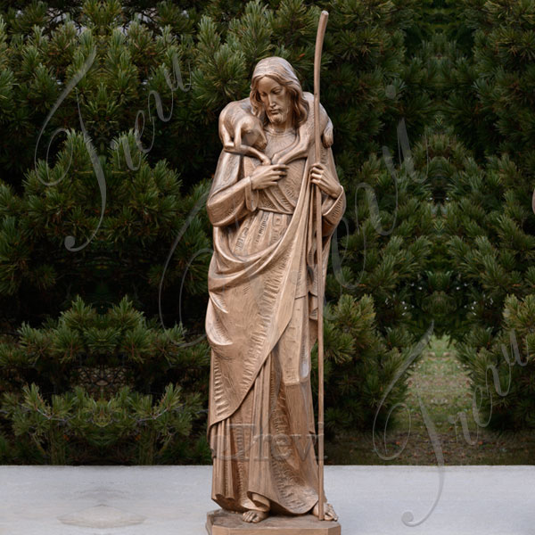 Large catholic garden bronze statues of the good shepherd jesus to buy TBC-21