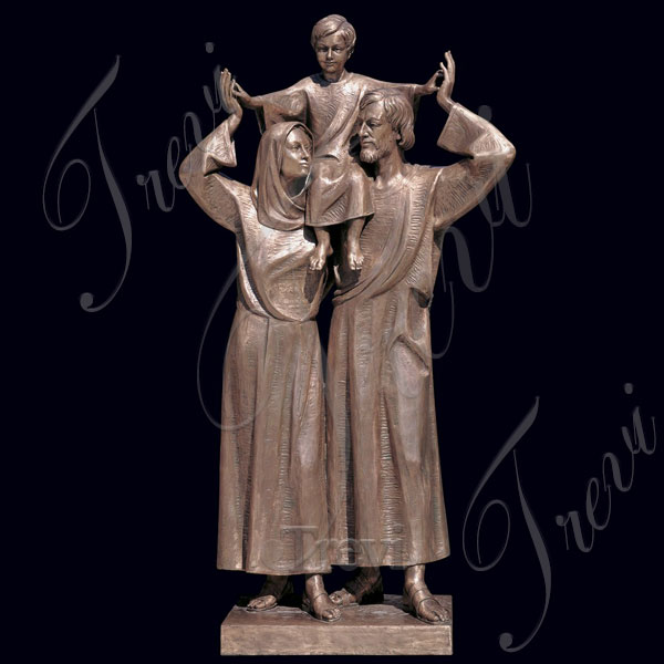 Large holy family jesus mary and joseph bronze religious garden statue for sale TBC-01