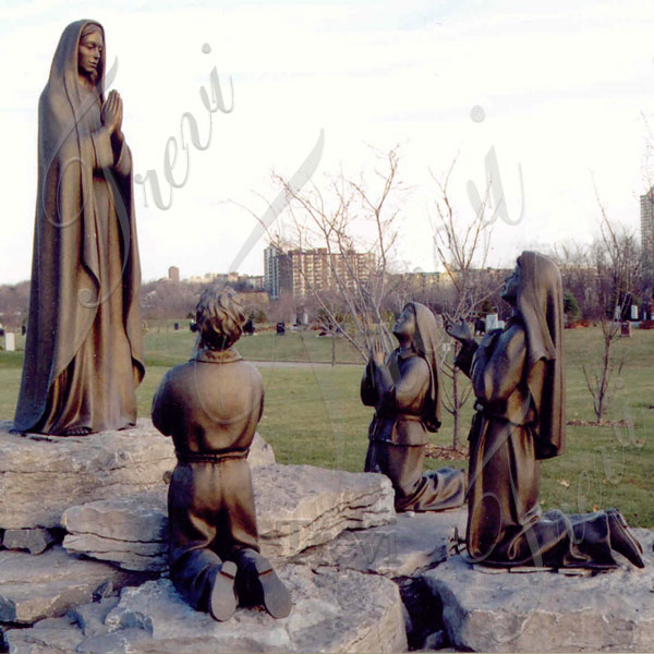 Our lady of fatima mother and three shepherd children bronze religious statues for sale TBC-06