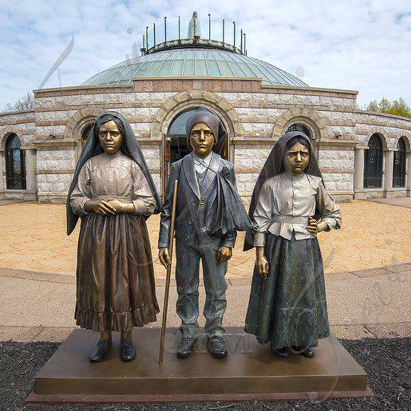 Our lady of fatima with three shepherd children bronze religious statues to buy TBC-05