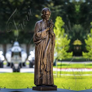 Outdoor bronze catholic statue of st joseph proyer sculptures for sale