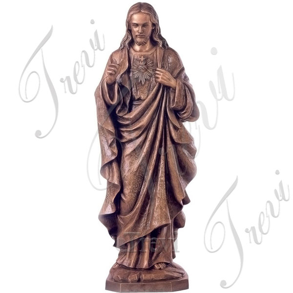 Outdoor bronze sacred heart of jesus religious garden statue large beautiful designs TBC-41