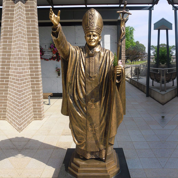 Outdoor catholic garden statues of bronze pope for sale TBC-18