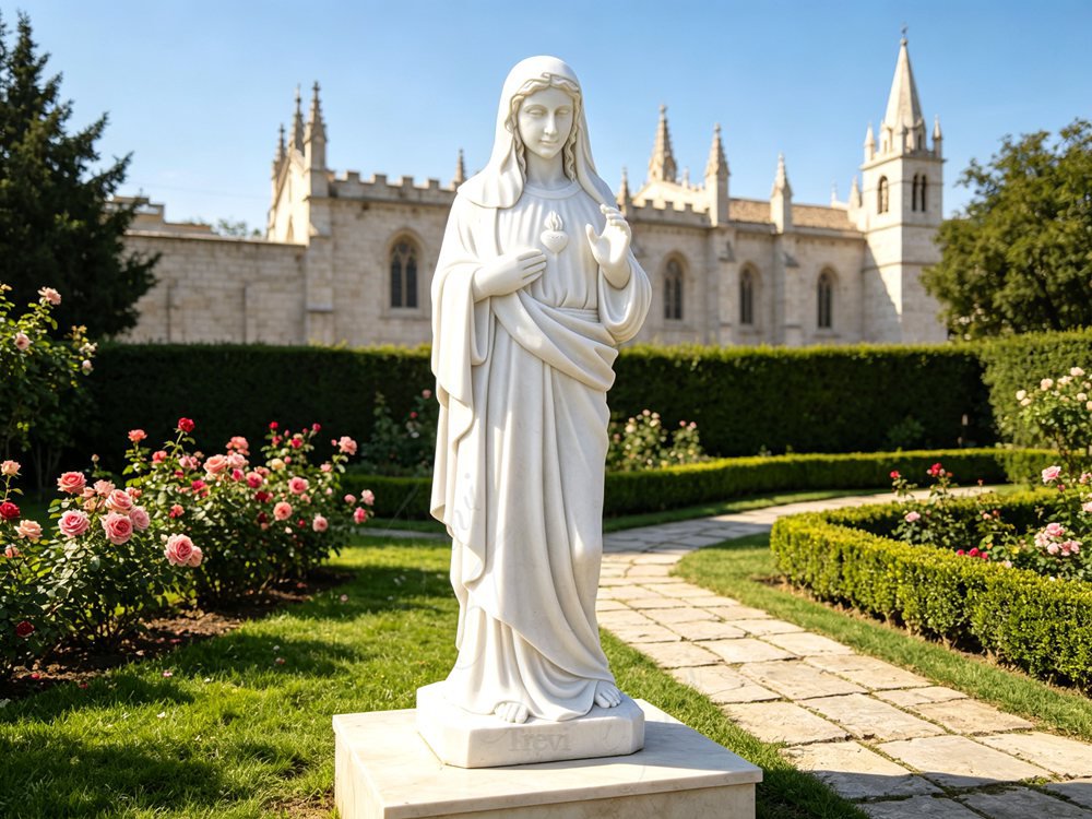 Marble Statue of Immaculate Heart of Mary CHS-275 1 Immaculate Heart of Mary Statue for church garden