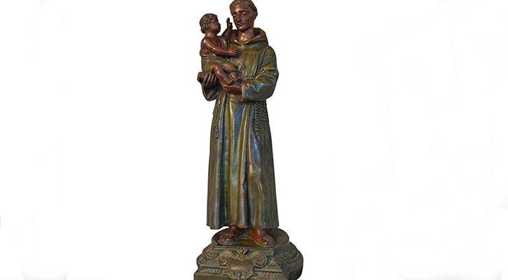 Life-Size St. Anthony Holding Baby Jesus Bronze Statue Religious Decor for Sale BOKK-624