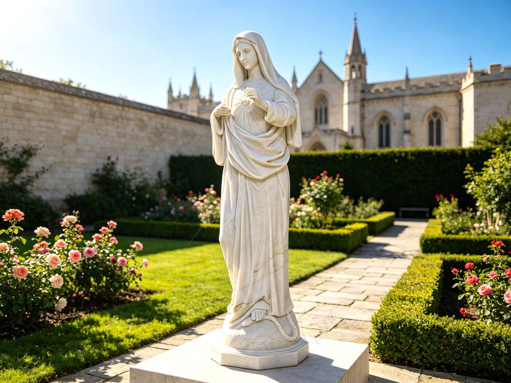 Marble Statue of Immaculate Heart of Mary CHS-275 5 Statue of Immaculate Heart of Mary for church