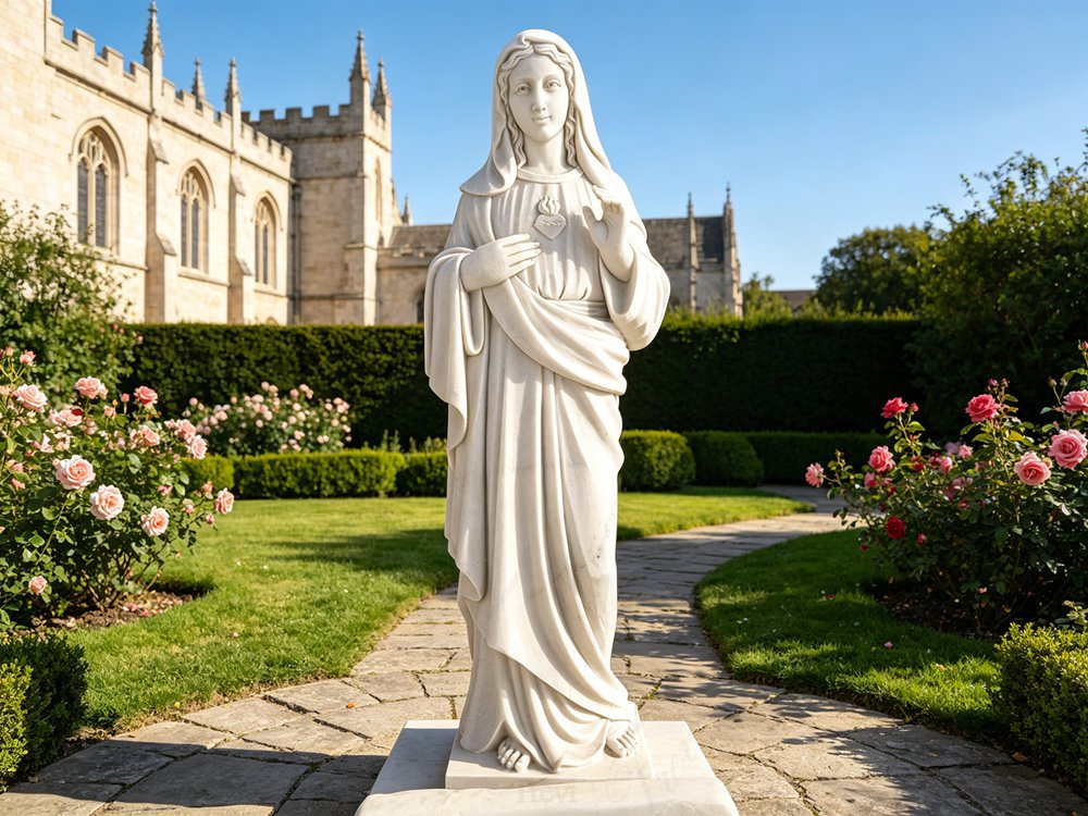 Marble Statue of Immaculate Heart of Mary CHS-275 2 lifesize Statue of Immaculate Heart of Mary for church