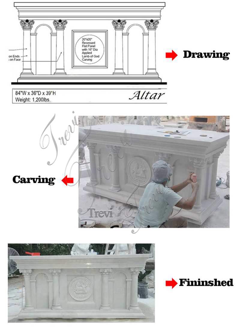 Making process of marble altar-Trevi sculpture