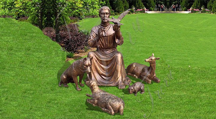 High-Quality Saint Francis Bronze Garden Statue for Sale BOKK-965