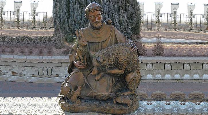 Life-size Vintage St. Francis Bronze Statue Garden Decor for Sale BOKK-139