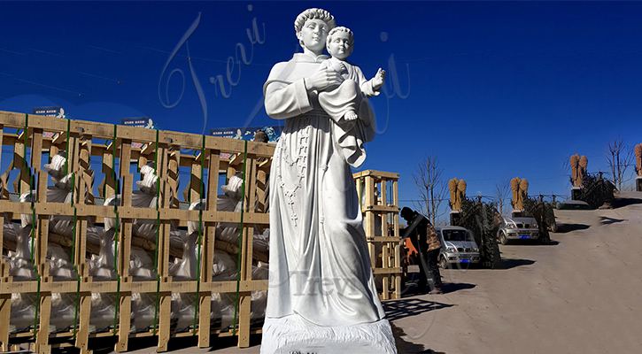 White Marble Saint Anthony Holding Baby Jesus Garden Statue for Sale CHS-732