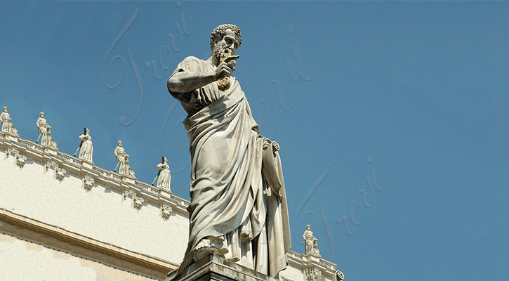 Life Size Marble Saint Peter Holding a Gold Key Statue for Sale CHS-886