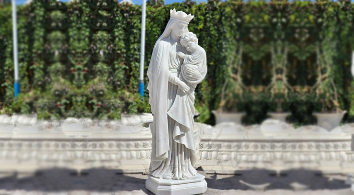 White Marble Mary and Baby Jesus Statue for Sale CHS-908