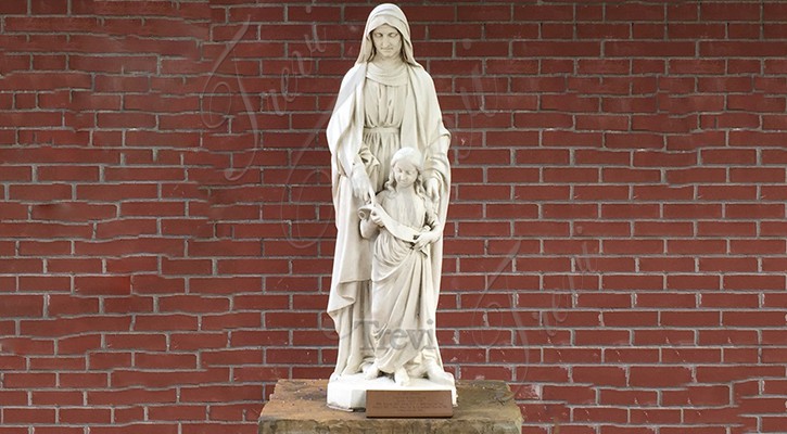 White Marble Saint Ann with Baby Mary Statue for Sale CHS-910