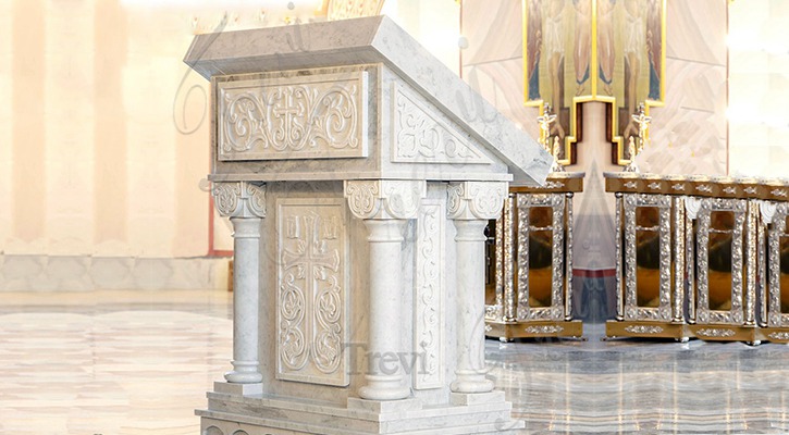 Beautiful White Marble Pulpit for Catholic Church CHS-912