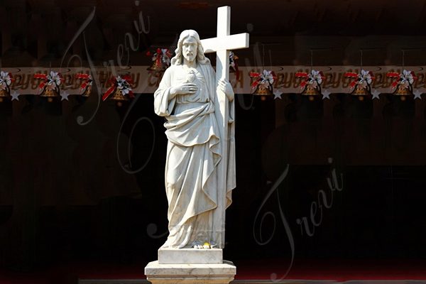 Life Size Marble Jesus with Cross Statue Supplier CHS-918