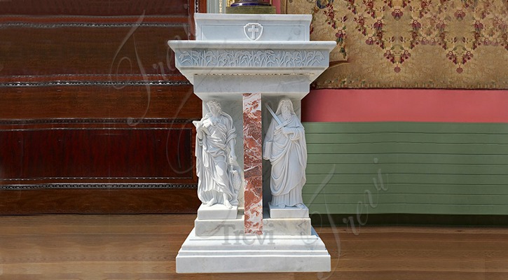 Catholic Marble Pulpit with Carving Statues for Sale