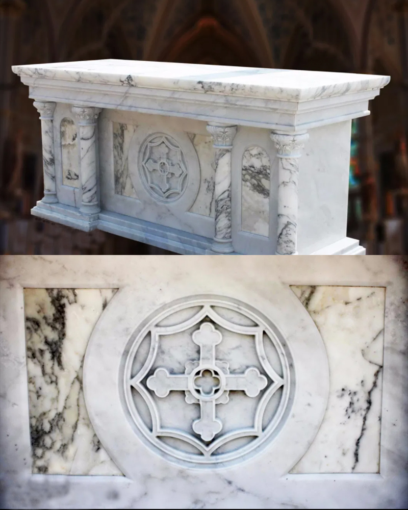 white marble altar