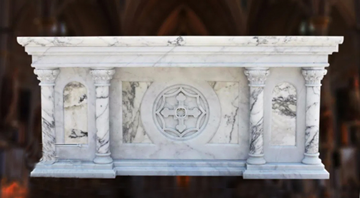 Customized White Marble Church Altar Table for sale