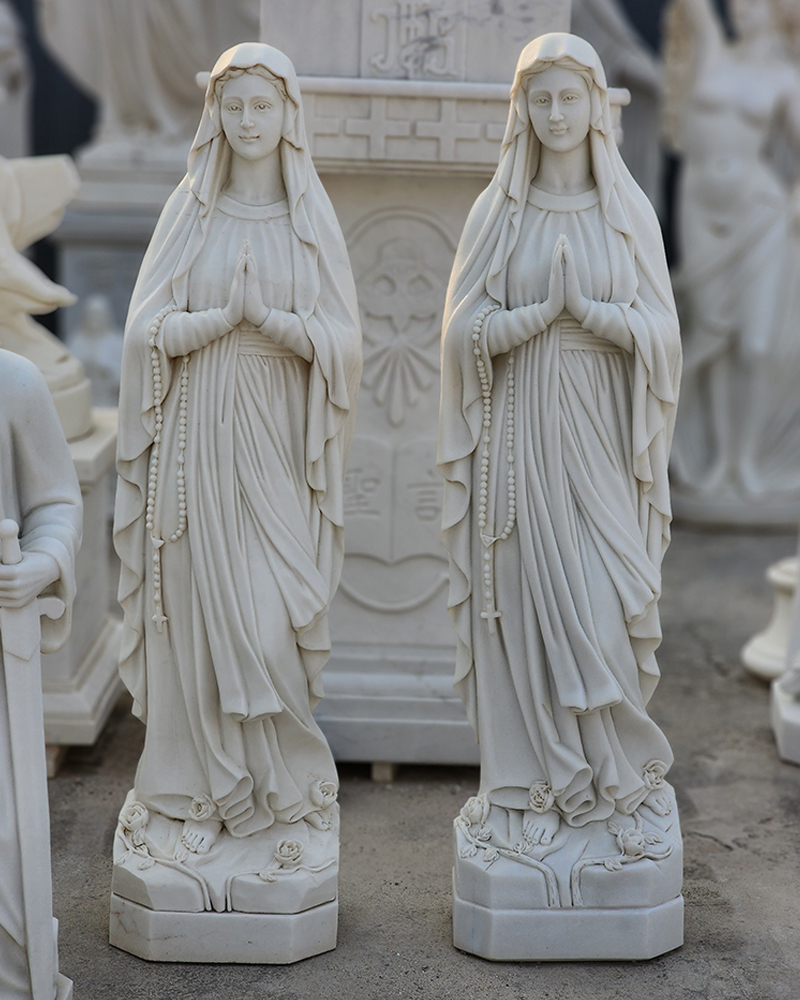 Our Lady of Lourdes Marble Statue Details