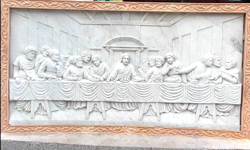 Marble Last Dinner Relief Wall Sculpture Religious Decorative