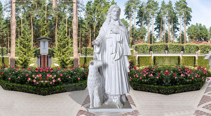 Life size marble Jesus the good shepherd statue for garden