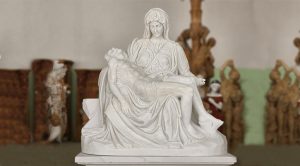 Hand-Carved Religious Marble Pieta Statue Outdoor Decor