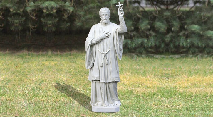 Life-Size Religious St Francis Marble Statue Outdoor Church Decor
