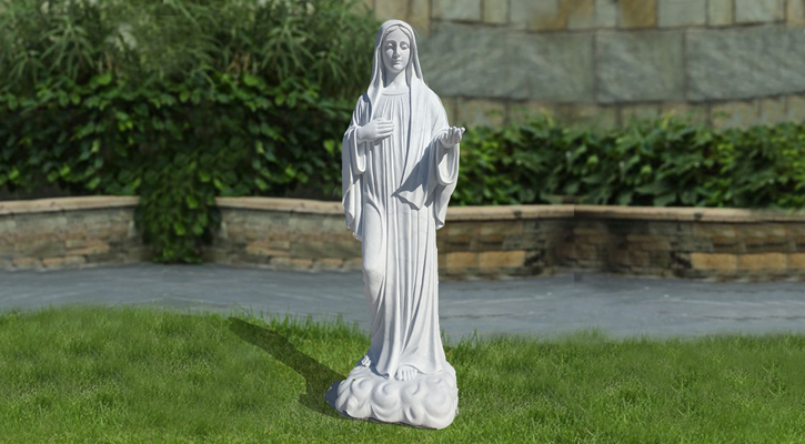 Life-Size White Marble Our Lady Queen of Peace Statue Church Decor CHS-090