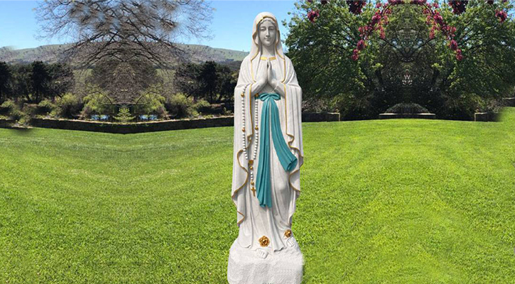 Painted Life-Size Marble Our Lady of Lourdes Statue Outdoor Decor