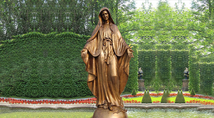 Life-Size Religious Bronze Virgin Mary Sculpture for Outdoor Decor