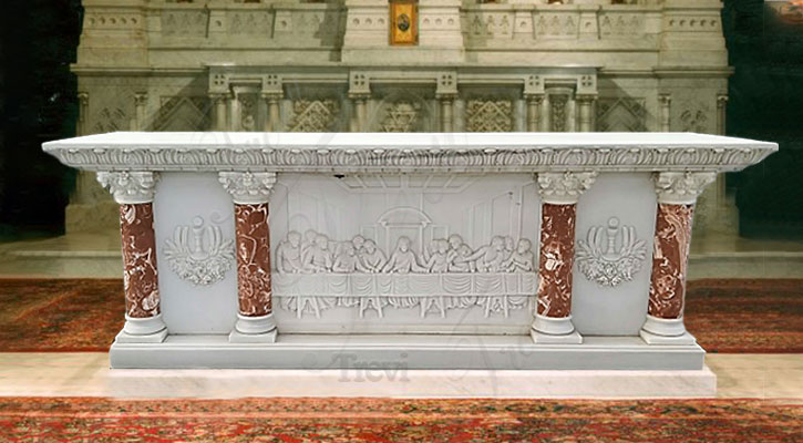 High-Quality Catholic Marble Altar Table with Relief Sculpture RSMA-02