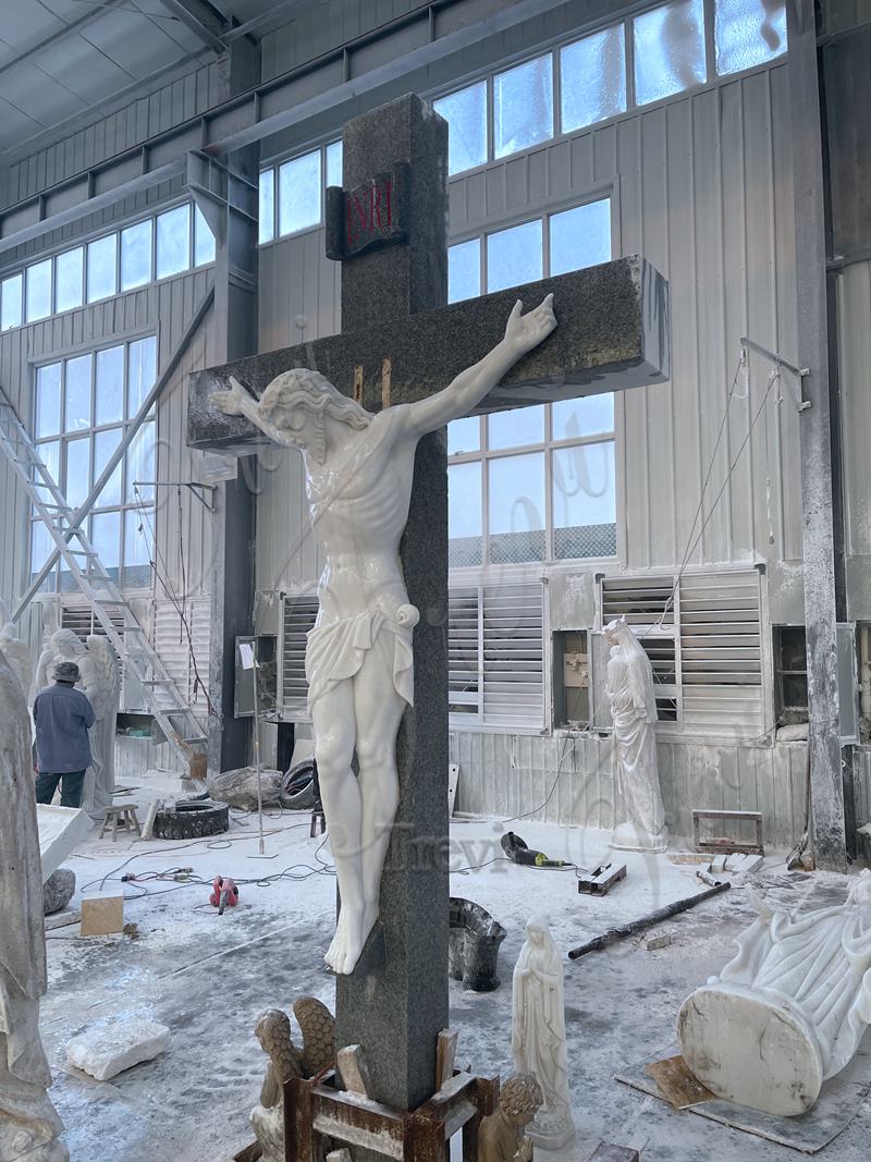 Marble Jesus on the Cross Statue Detail