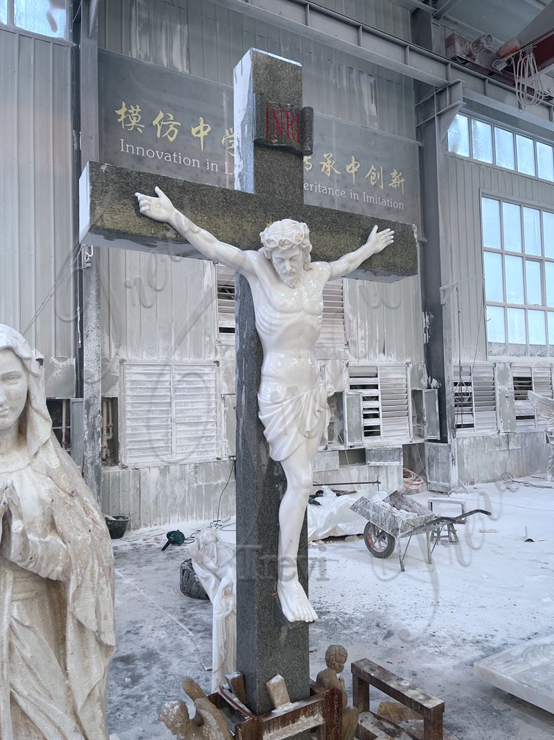 Marble Jesus on the Cross Statue Detail