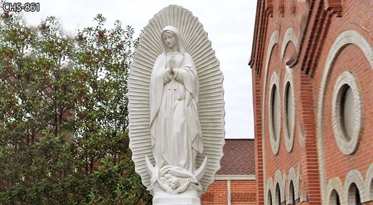 Large White Marble Our Lady of Guadalupe