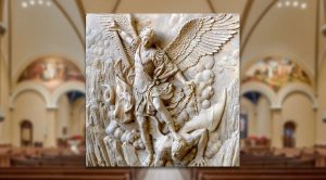 Marble st michael wall art relief Sculpture Decoration for Sale MOK1-233