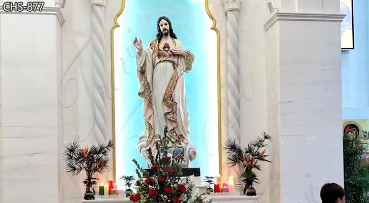 Life-Size Painted Marble Jesus Statue Catholic Church Decoration for Sale CHS-877