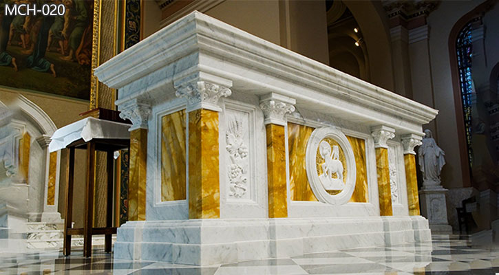 Catholic Luxury Marble Altar Table with Gilt Design for Sale