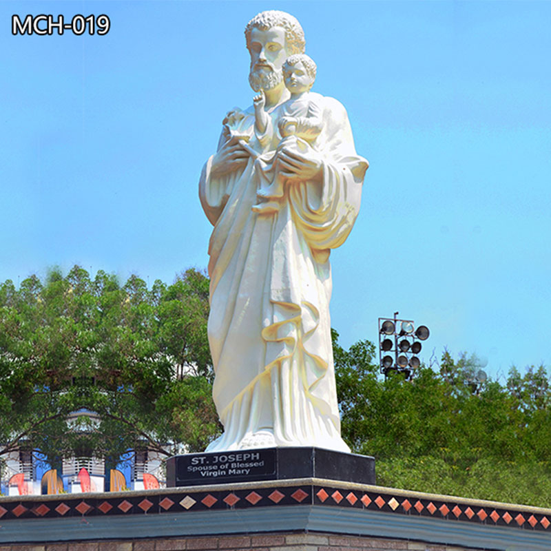 High Quality Large Marble St Joseph and Jesus Statue for Sale