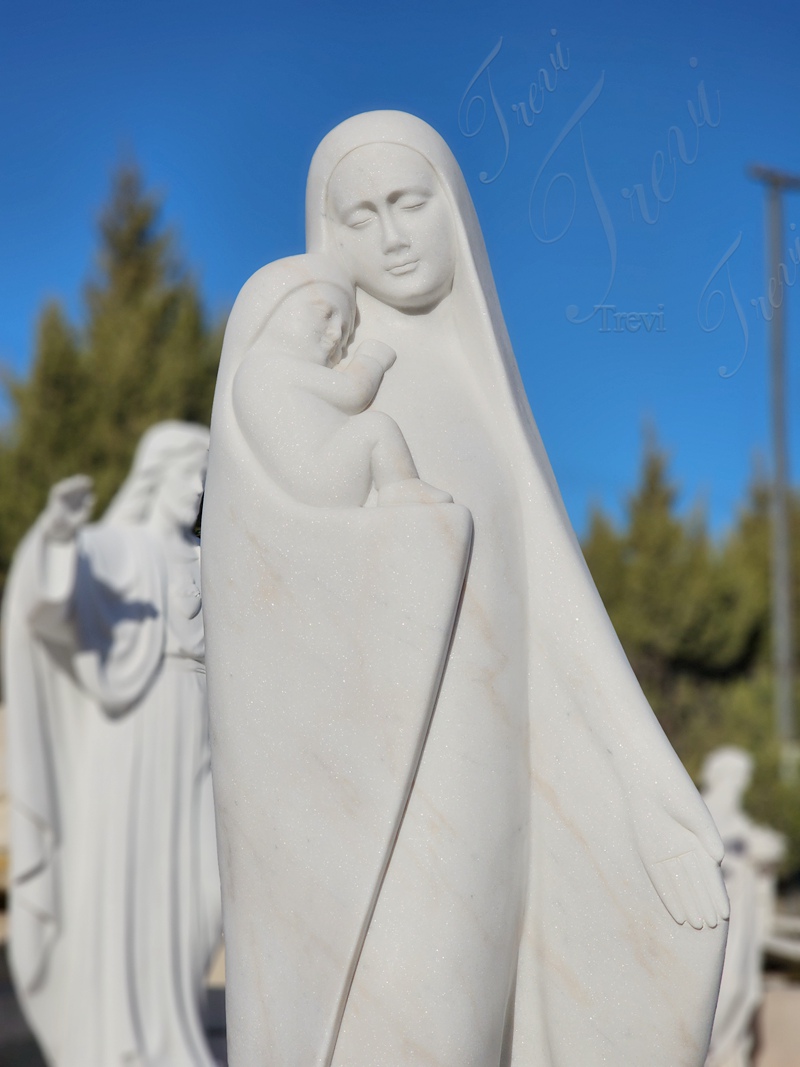 Abstract Virgin Mary with Children Marble Statue