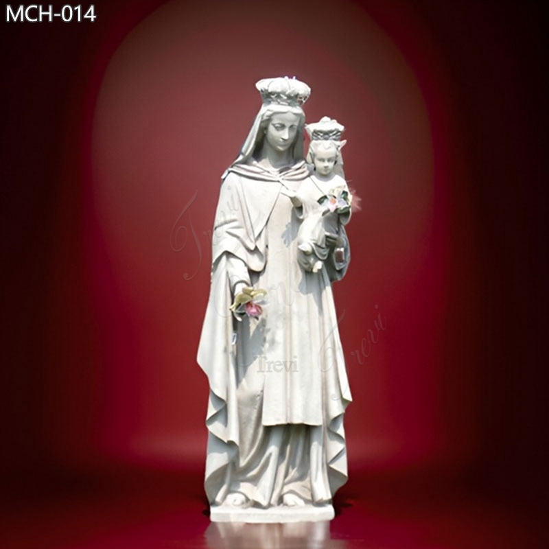 White Marble Our Lady of Mount Carmel Statue for Sale