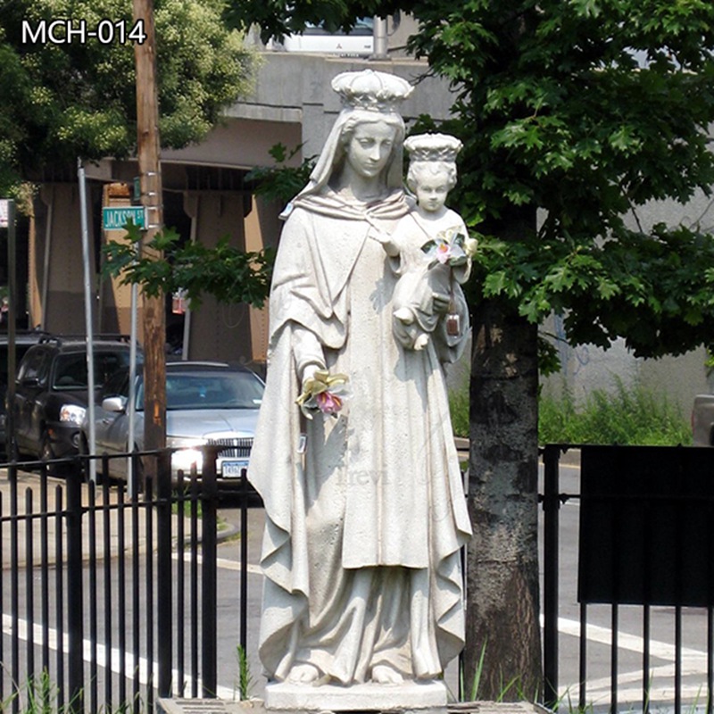White Marble Our Lady of Mount Carmel Statue for Sale3