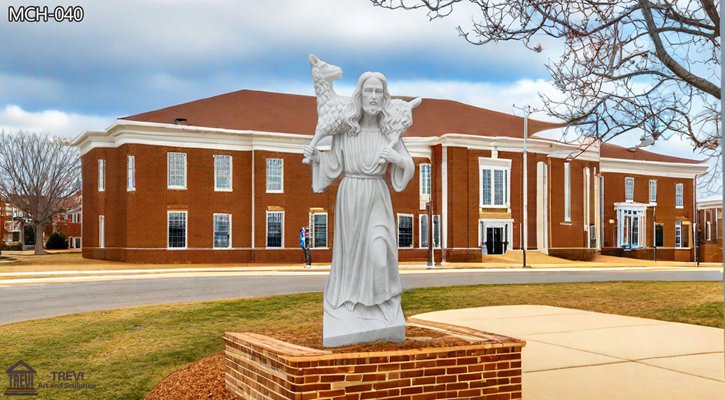 Life-Size Marble Jesus Shepherd Statue for Sale